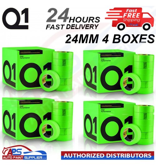 Q1 GREEN MASKING TAPE HIGH PERFORMACE - Box of 4" 24mm x 50m - FAST DELIVERY